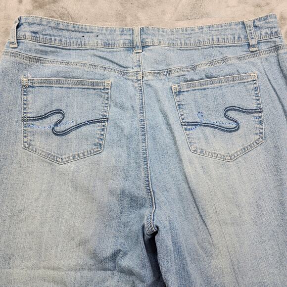 St Johns Bay Jeans Womens Size 16 Blue High Rise Capri Slim Leg Stretch Denim - Picture 4 of 11